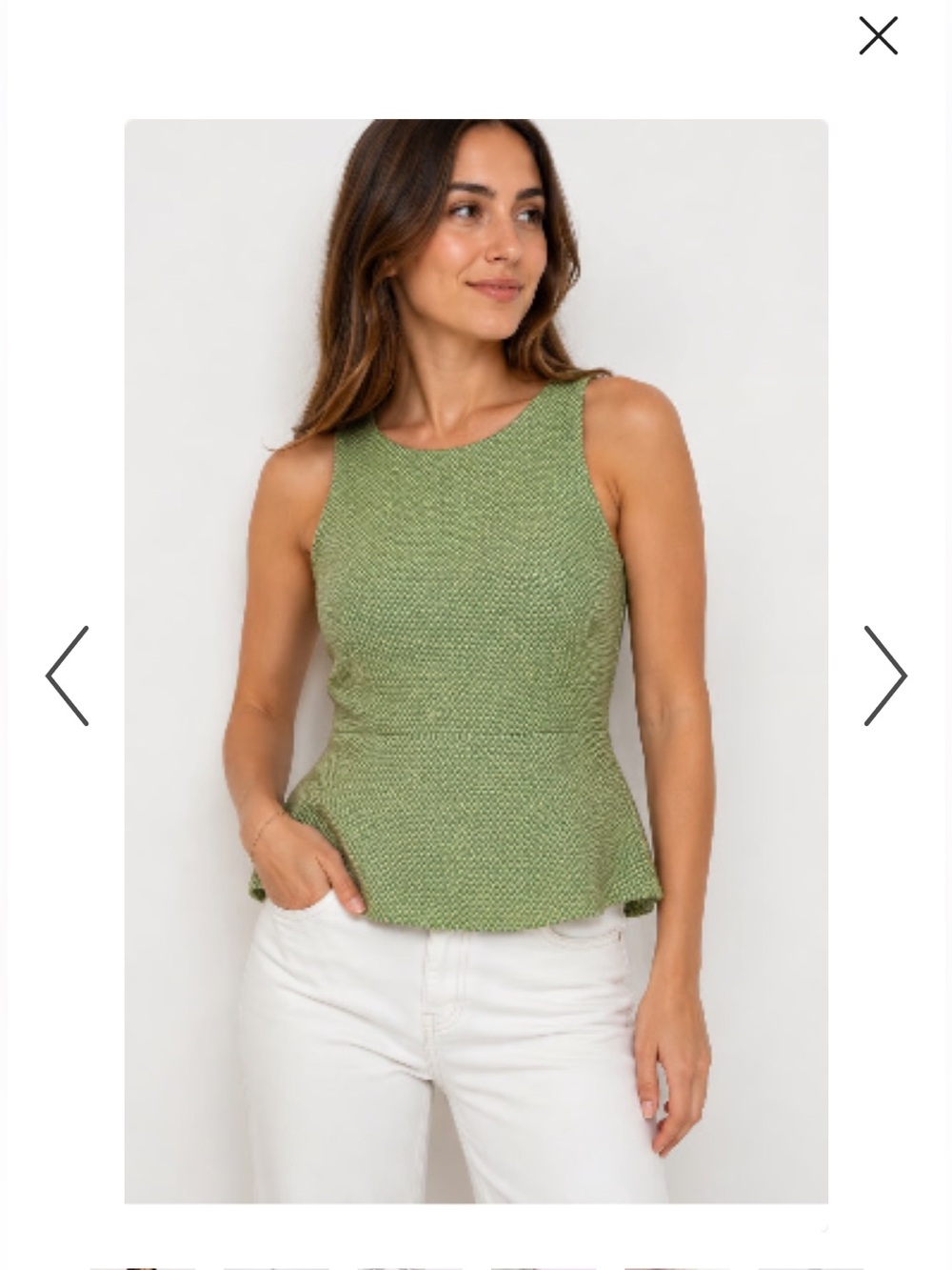 Banana Republic Green Textured Peplum Top Sleeveless Linen Blend Size 10 Guc